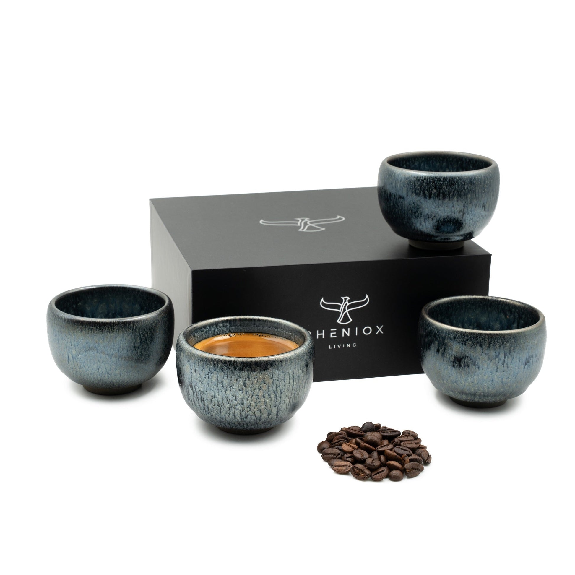 Espressotassen Set Galaxy mit 4er Pack 120 ml Tassen in metallic Optik und extrem Dickwandig für eine tolle Haptik inkl. hochwertiger Geschenkverpackung