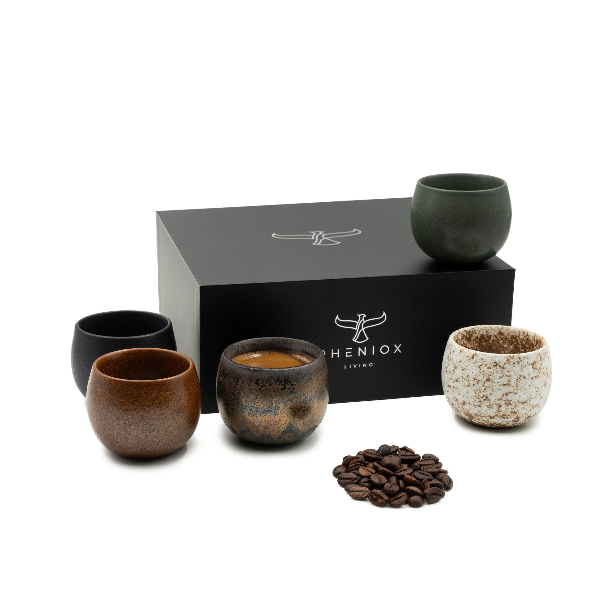 Espressotassen Set Timeout mit 5er Pack 90 oder 50 ml Tassen in verschieden bunten Farben inkl. hochwertiger Geschenkverpackung